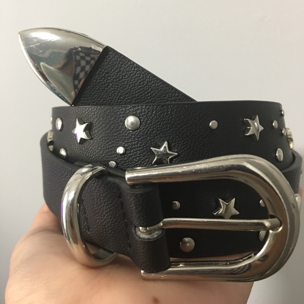 Black Leather Belt w/ Stars